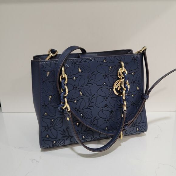 Michael Kors Handbags - Michael Kors Sofia North South Satchel Crossbody Textured Floral With Gold